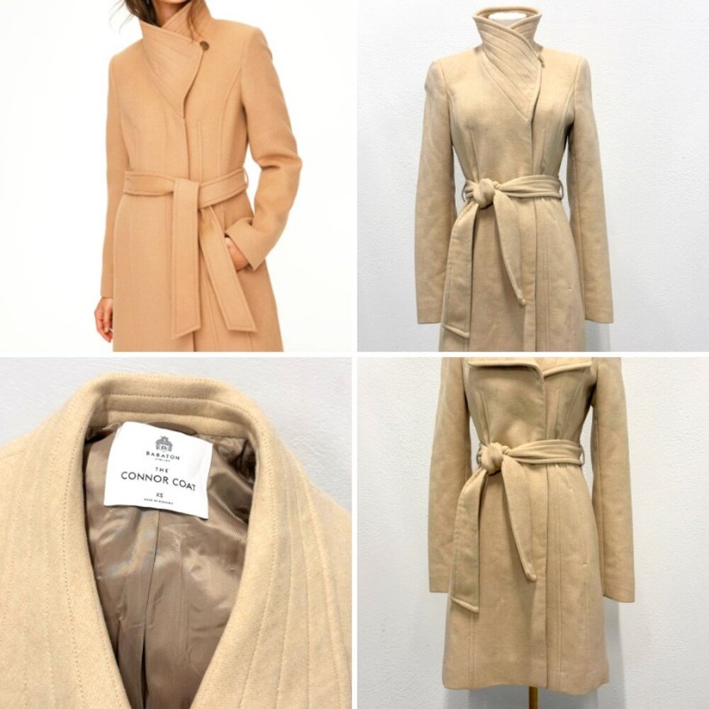 Aritzia Babaton The Connor Coat Virgin Wool Beige Raincoat Size XS